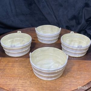 Belleek Aberden Porcelain Weave Basket Butter Tub Set Of 4. 1926-1946